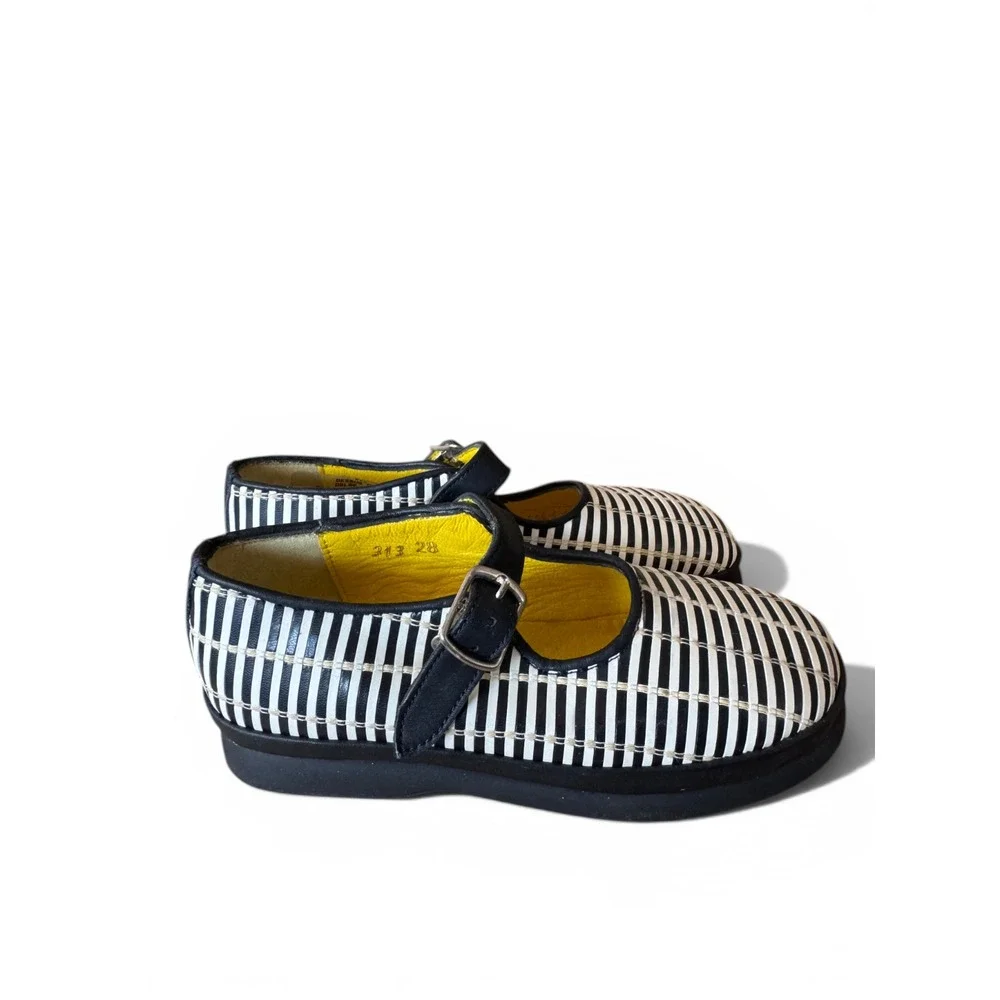 Pom D'api Dark Navy/Off WhiteLeather NWOB Girls Mary Jane Shoes EU 28 US 11.5